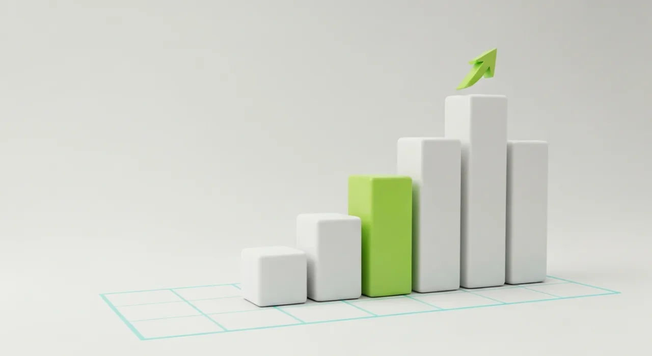 Illustration of a results chart rising left to right, representing the campaign's lead growth